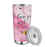 Zzkol 20 oz I Love You Most The End I Win Vacuum Double Wall Insulated Tumbler with Lid, Love You...