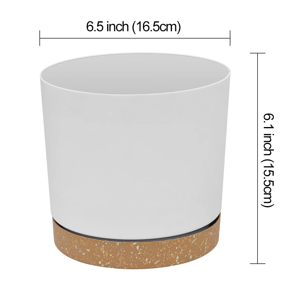 ZMTECH 16.5cm Plant Pots, Modern Planters with Drainage Holes and Detachable Saucer - Image 2