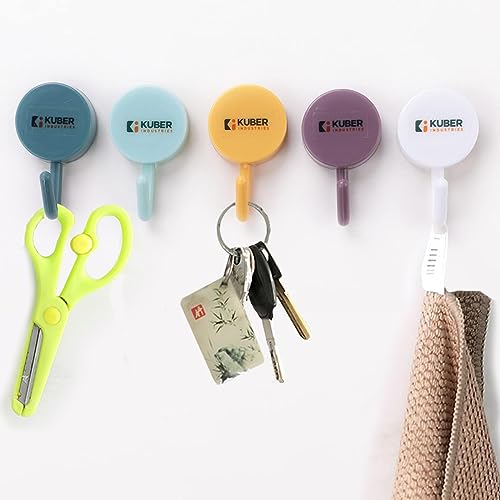 Kuber Industries Sticky Hooks For Wall|Premium PP Build|Durable & Rust-Proof|Self Adhesive Hook For Easy Installation|Multi-Purpose Wall Hooks For Bathroom, Kitchen, Bedroom|Pack Of 5|1601|Multicolor For Rs. 59 @ 70 %