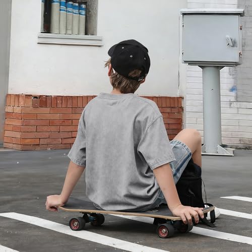 Image of Oversized Boys Graphic Tees Acid Wash Los Angeles Tshirt Youth Cotton T Shirt Crewneck Tee Kids Short Sleeve Tops