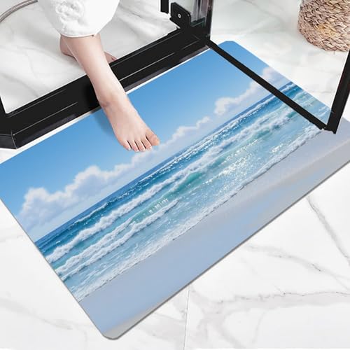 Scène de plage tranquille tapis d'entrée esthétique 45x75 cm