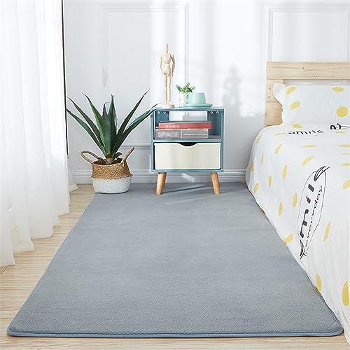 BESTORI Alfombra Moderna para Salón Alfombra Unicolor Lavable Antideslizante Pelo Corto para Salón Dormitorio Baño Sofá Silla Cojín Gris, 40 x 120 cm