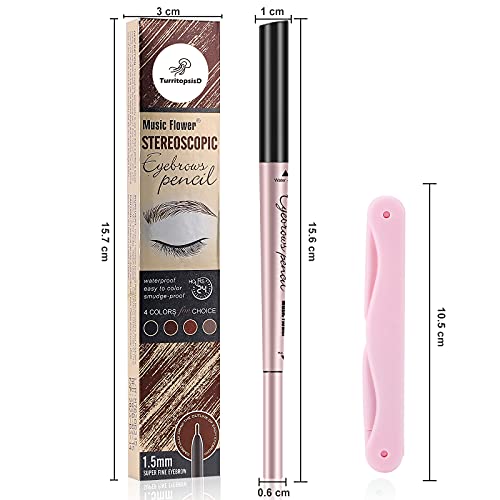 Turritopsisd Eyebrow Pencil, Brow Pen Dual-Ends Thick & Fine Tip Retractable Waterproof Long-Lasting Natural Eye Brows Makeup With Eyebrow Trimmer (Light Brown) #TOP7