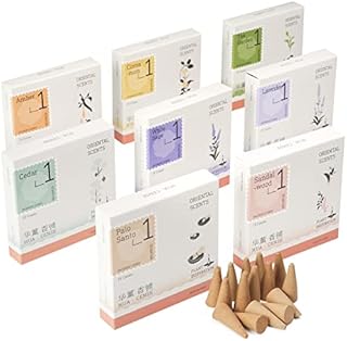 HuaCense 8 Premium Assorted Incense Cones, 15 for Each Scents, Total 120 Insense Cones, Gift Set #2 for Spa, Yoga, Relaxation Stress and Anxiety Relief (Gift Set #2)