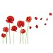 DNVEN 16 inches x 28 inches DIY High Definition Red Poppies Beautiful Flowers Vines and Butterflies Vinyl Peel and Stick Wall Decals Living Room Bedroom Children Room Nursery Removable
