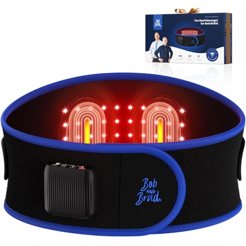 BOB AND BRAD ThermoRed Heating Pad Belt Massager for Lower Back Support, FSA Cordless Wearable Near Infrared Heat & Red Light Lumbar Back Wrap with Adjustable Vibration HSA Eligible, Gift for Family