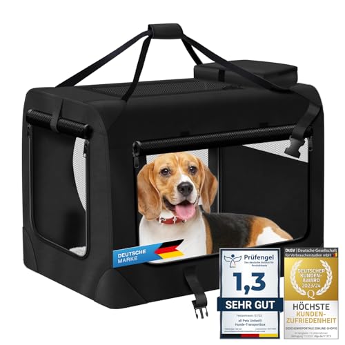 Hunde-Transportbox Tier Hundebox Transporttasche faltbar Hundetasche Haustier-Transport Atmungsaktiv & Wasserabweisend für Hunde & Katzen (L - 70x52x52 cm)