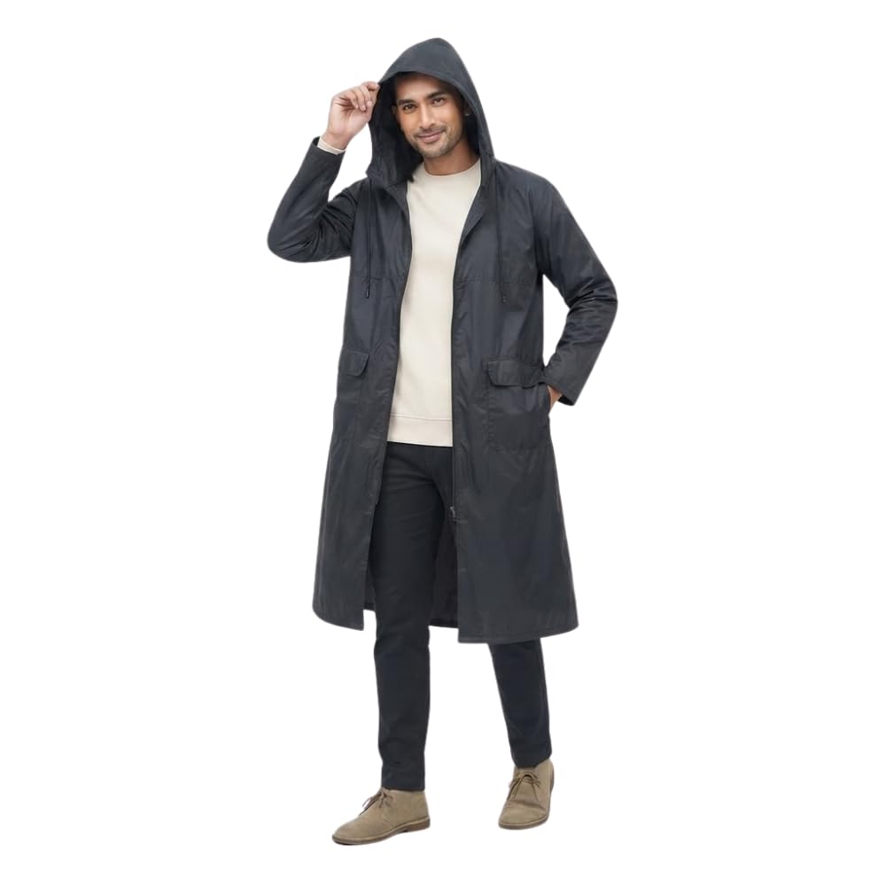 (𝐒𝐩𝐞𝐜𝐢𝐚𝐥 𝟏𝟓 𝐘𝐞𝐚𝐫𝐬 𝐖𝐚𝐫𝐫𝐚𝐧𝐭𝐲 Premium Waterproof Rain Poncho for Men & Women, Black Reusable Lightweight Hooded Raincoat, Portable Breathable Rain Gear for Travel-image-6