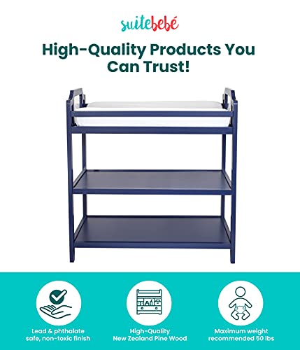 Image of Suite Bebe Celeste Changing Table Safety Rail Included, Navy Blue