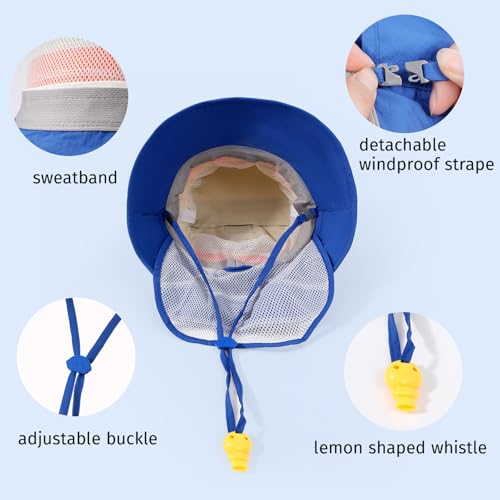Kids Bucket Hat with Neck Flap UPF50+ Sun Protection Foldable Toddler Sun Hat for Boys and Girls2