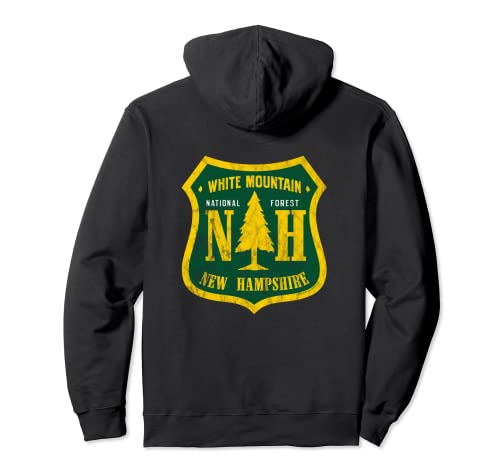 White Mountain National Forest New Hampshire Shield Vintage Sudadera con Capucha