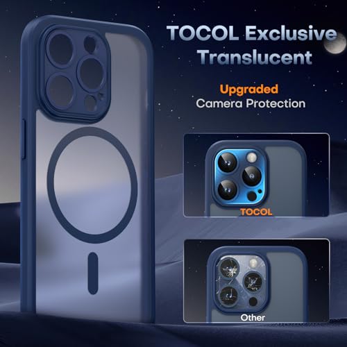 TOCOL Magnetic for iPhone 12 Pro Max Case, Upgraded Full Camera Protection, Compatible with Magsafe, Drop Protection, Translucent Matte Back Bumper Phone Cover 6.7-Inch(Dark Blue)