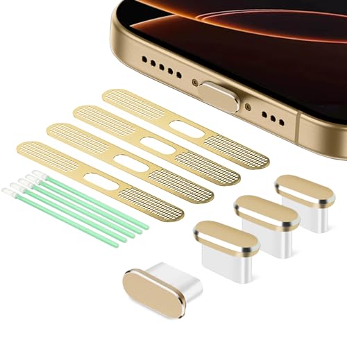 Image of USB C Dust Plug, 4 Pack USB C Port Cover Type C Plug Cover with Speaker Dust Cover, Phone Accessories Compatible with iPhone 17 and iPhone 15-16 (Pro, Plus, Pro Max), USB C Charging Port Plug Cap