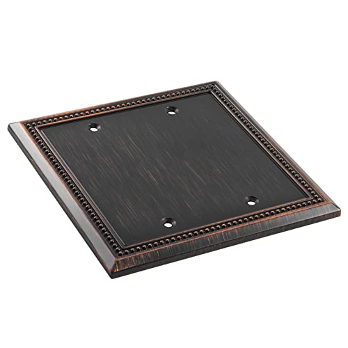 Image of Henne Bery Sunken Pearls Heavy Duty Decorative Wall Plate Switch Plate Outlet Cover (Double Blank, Aged Bronze)