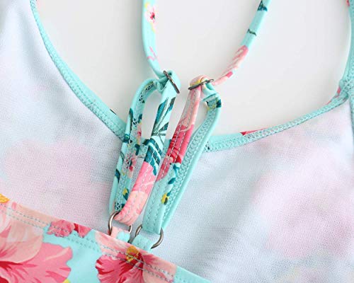 Girls One Piece Swimsuits Striped Rainbow Bathing Suit Swimwear3