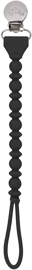 Itzy RitzySilicone Pacifier Clip; 100% Silicone Pacifier Strap with Clip Keeps Pacifiers, Teethers & Small Toys in Place; Features One-Piece Design & Silicone Cord, Midnight