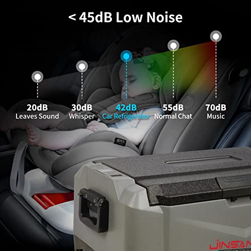 Jinsanity Performance 12 Volt Refrigerator, D-35A Dual Temperature Control 32L(30 Quart) Portable Fridge Refrigerator for Truck, RV, Boat, Camping and Travel (Grey)