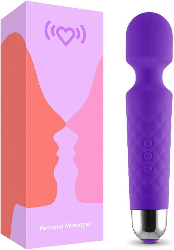 Tudox Magic-Vibe Cordless Handheld Personal Body Massager for Pain Relief & Rechargeable Vibration Machine with 8 Speeds, 20 Modes, Battery Powered, Multicolour Purple