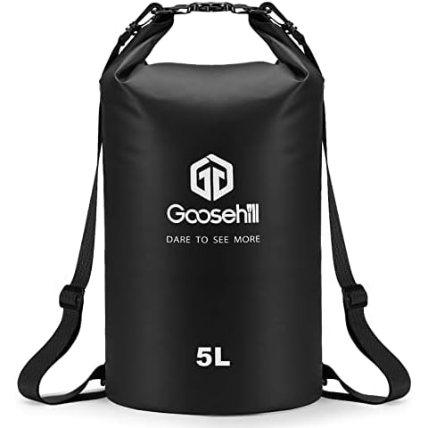 Goosehill Waterproof Dry Bag, 5L 10L 20L Roll Top Dry Sack with 2 Detachable Straps, Waterproof Bag for Boating Hiking Camping Kayaking Canoeing Swimming Snowboarding Paddle Board Cover