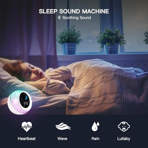 I·CODE Time to Wake Alarm Clock for Kids, Children's Sleep Trainer, Kids Wake Up Light, Sleep Sound Machine