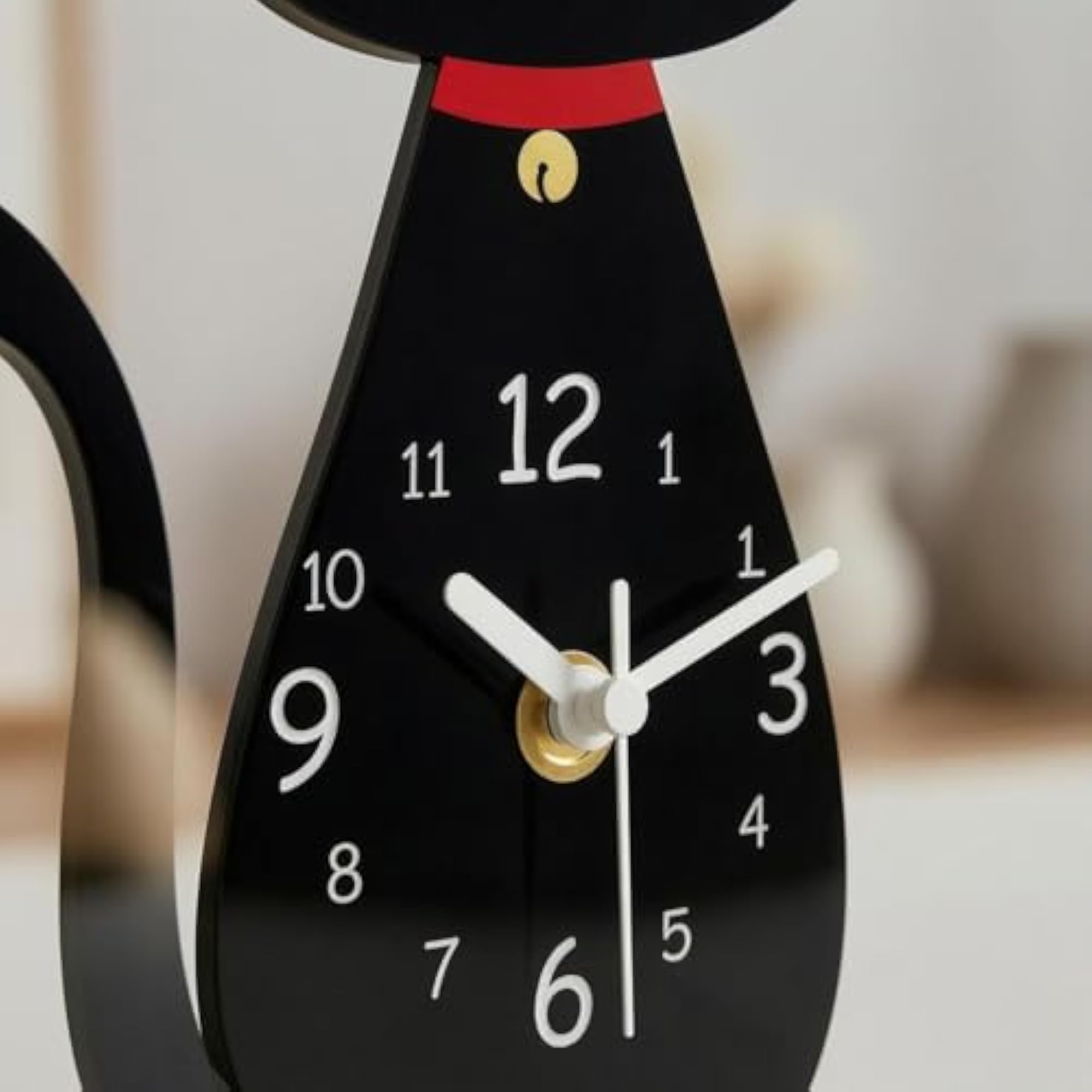 Printed Clock Face Acrylic Feline Timepiece Desk Display
