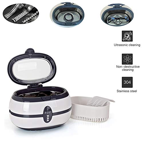 Preisvergleich Produktbild Schmuckreiniger, Rundreinigung Ultraschallreiniger für Schmuckuhr Gold Silber Halskette Münzen Gerät,White