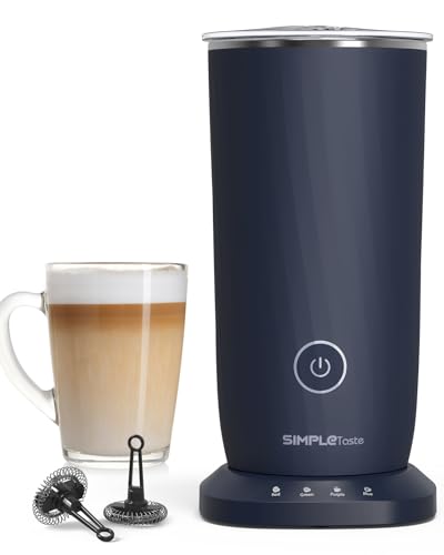 SIMPLETASTE Milk Frother, 4-in-1 Electric Milk Steamer, Automatic Warm and Cold Foam Maker and Milk Warmer for Latte, Cappuccinos, Macchiato(Dark Blue)