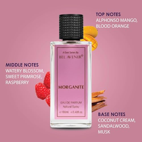 Image of Bel Avenir Morganite Long Lasting Unisex Perfume | Office, Travel and Date Night Fragrance | Perfume for Men & Women | Fruity Floral & Creamy Notes | Eau de Parfum 100 ml