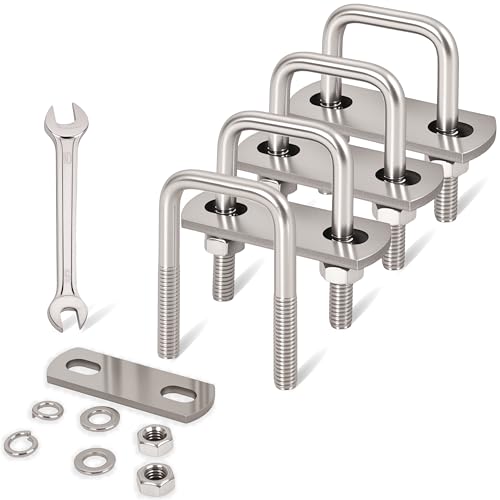 Image of 4 Pcs M6 Square U Bolts 1 Inch Wide, 1 /4 inch x 1 inchW x 1-3 /4 inchL