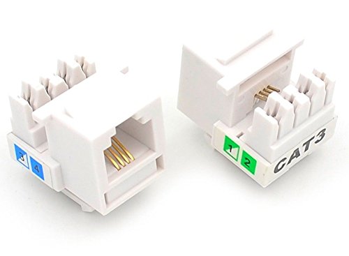 UbiGear 10 Pcs Lots Cat3 Rj11 6p4c Phone Telephone Keystone Jack Cat3 110 H-Style Modular White