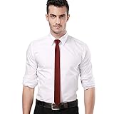 Landisun Burgundy Tie Men Women Solid Skinny Ties Slim Ties Satin Tie-Burgundy