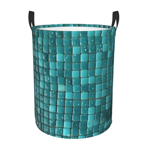 Panier à linge turquoise grand format pliable et autoportant
