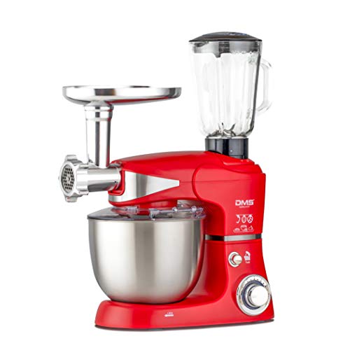 DMS 3 in 1 Küchenmaschine | Knetmaschine und Rührmaschine in einer 5 L Edelstahlschüssel mit Deckel | Fleischwolf… – Bild 3