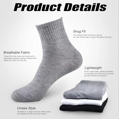 10 Pairs Mini Crew Socks，Athletic Socks Quarter Ankle Socks for Men and Women3