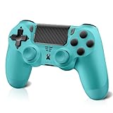 Quevati Wireless Controller für PS-4, Wireless Controller für PS-4/Pro/Slim/PC, Bluetooth-Gamepad-Joystick mit Dual-Vibration, Touchpanel, 3,5-mm-Audiobuchse, Sechs-Achsen-Upgrade, Ergonomisch (Blau)