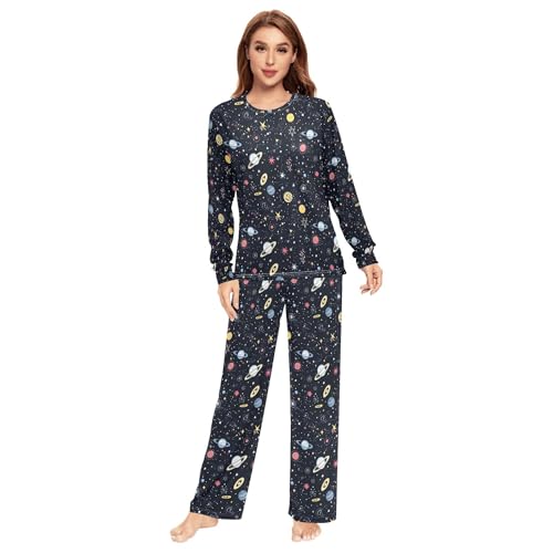 Space Stars Sky Cosmic Planet - Conjunto de pijama para mujer, 2 piezas, cómodo, pantalones de pijama para hombre, Space Stars Sky Cosmic Planet, XS