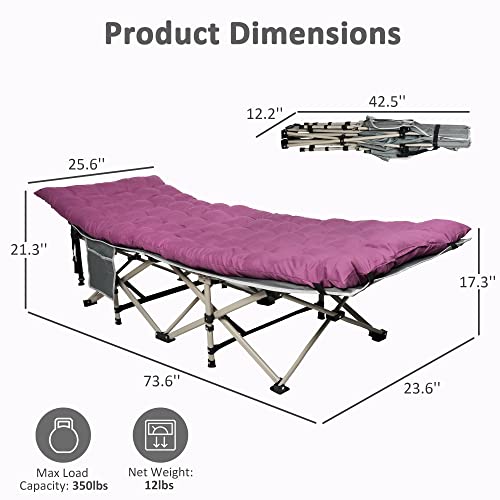 Try & Do Camping Cots For Adults, Folding Sleeping Cot Bed With Removable Mattress, Sleeping Cots For Adults Lightweight Portable Camp Bed For Travel Office Home, Gray+Purple #TOP6