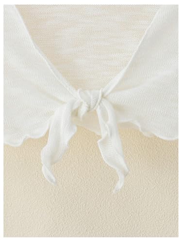 OYOANGLE Girl's Beach Cover Ups Bell Long Sleeve Tie Front Shrugs Lettuce Trim Lightweight Cropped Cardigans3