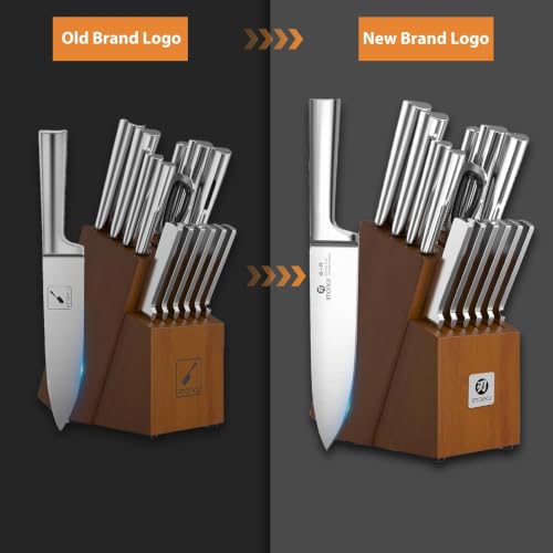Image of imarku 15-Piece Knife Block Set Built-in Sharpener