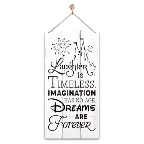 Laughter is Timeless Inspirational Wood Sign, Rustic Contemporary Farmhouse Wall Decor, Decorative...