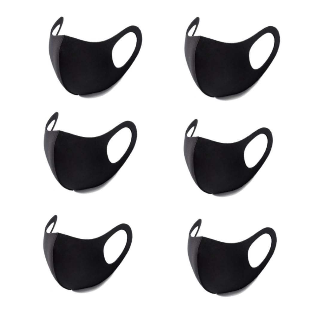 Black Scuba Cotton Mask for Men Women, Breathable Washable& Reusable UV Protection cloth Mask (Pack of 6) (B0CTHS4LTX) Amazon Price History, Amazon Price Tracker