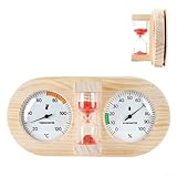 Sauna-Thermometer, Hygrometer, 3-in-1, mit Sanduhr für 15 Minuten zur genauen Überwachung von Temperatur, Luftfeuchtigkeit und Zeit in Sauna und Innenbereichen, Rot