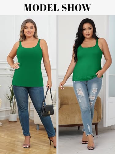 Image of V FOR CITY Plus Size Tank Top for Women with Non-Padded Shelf Bra Adjustable Wide Strap Camisole Cotton Udershirts 1X-5X