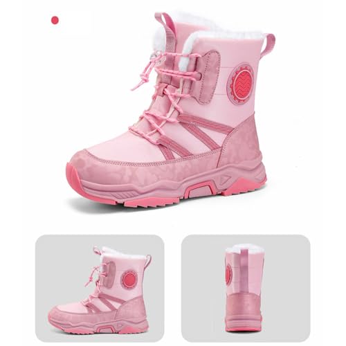 Boys Girls Thickened Warm Snow Boots Insulated Faux Fur Lined Water-Resistant Non-Slip Winter Outdoor Hiking Boots with Drawstring2