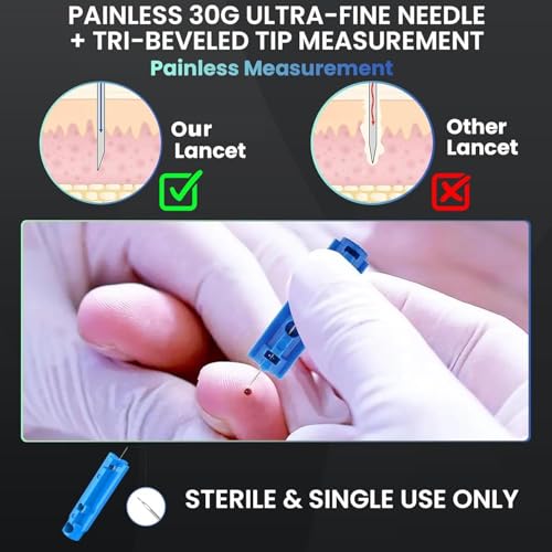 Image of MCP Lancing Device Sugar Testing Pricking Pen 5 Depth Settings Pain-free with Round Lancets (Combo: Lancing Pen + 100 Lancets)