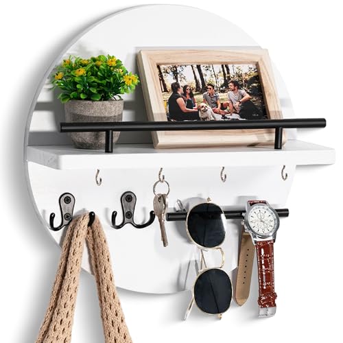 dreampossible Key Holder for Wall Decorative with Shelf and Hooks,...
