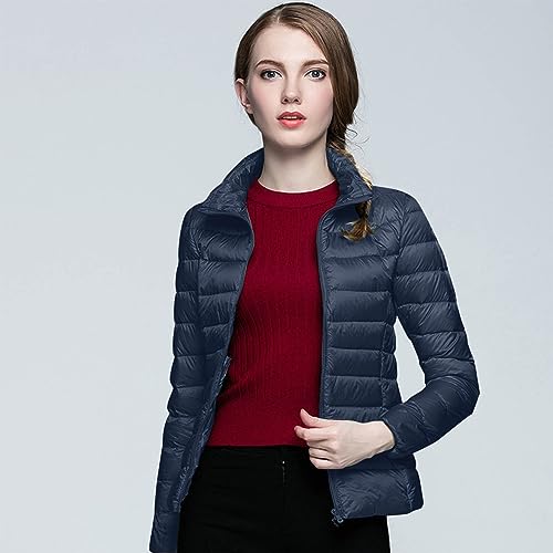 Packable Down Jacket for Women Lightweight Winter Down Jackets Zipper Warm Puffer Jacket No Hood Slim Fit Coat2