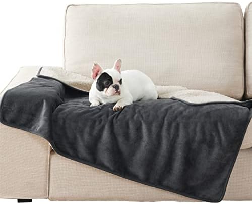 LE SURE Hundedecke Wasserdicht,100x120cm wasserdichte Decke Sofa,Dunkelgrau | Hundedecke für unterwegs, grosse Hunde Decke Fleece waschbar, Katzendecke flauschig und weich für Bett