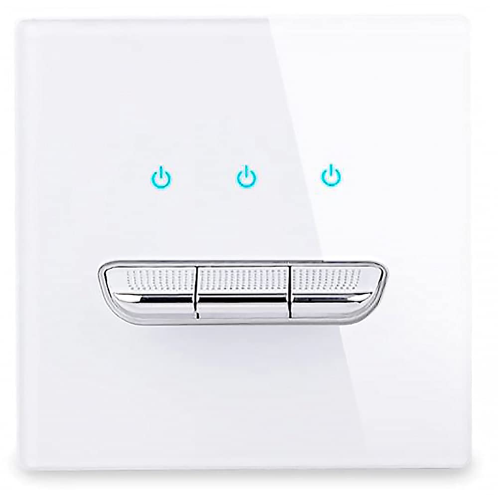 1/2/3/4 Gang 2 Way Black/White/Grey/Gold Wall Light Switch Chrome Toggle Press Button Tempered Glass Plate Blue LED Light (3 gang 2 way white)