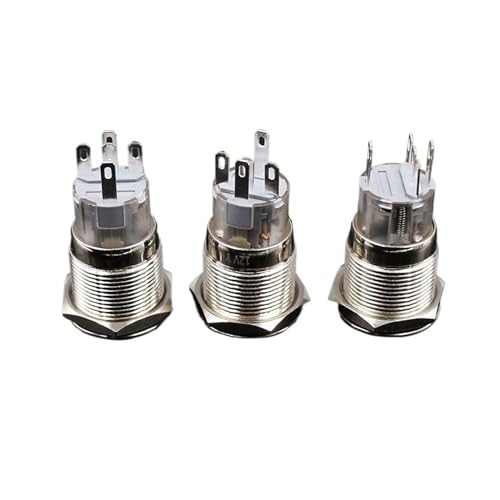 Interrupteur bouton-poussoir 19mm étanche LED verte 12V autobloquant - 6
